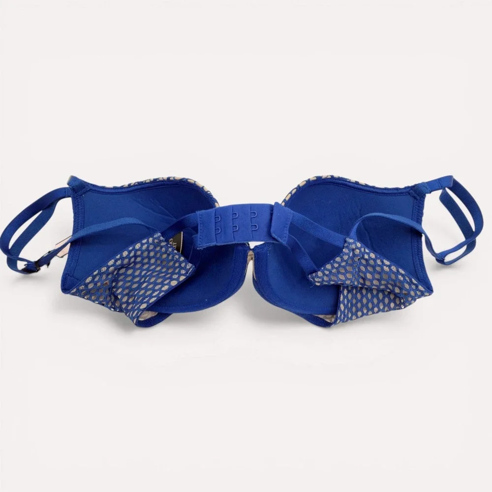 Victoria's Secret Very Sexy Plunge Bra 32D Blue NWT Honeycomb‎ Lace Underwire
